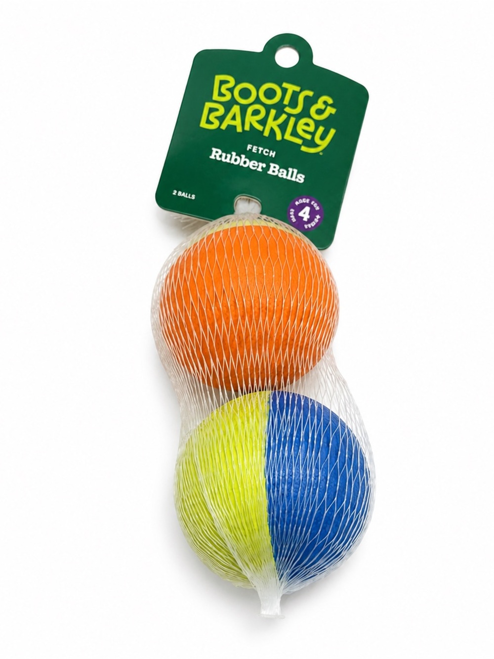 Boots & Barkley Rubber Fetch Balls 2-Pack Dog Toy Orange Blue Yellow NWT